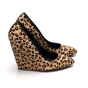 NWOB Handmade THE CURRENT NEW YORK Designer Calf Hair Leather Wedged Heels Pumps